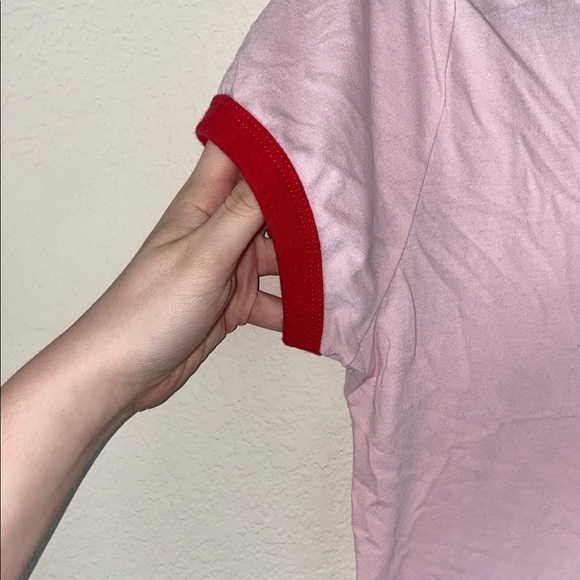 🎱Vintage “Mega Babe” pink baby tee with yellow and red details! - Picture 7 of 8